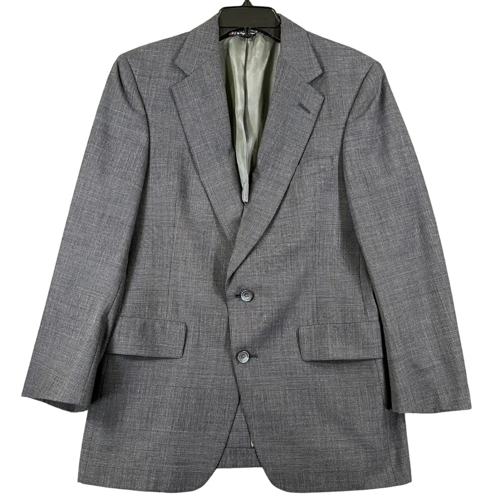 Austin Reed Glen Plaid Blazer Men 40S Gray Two Button Sport Coat Formal Business